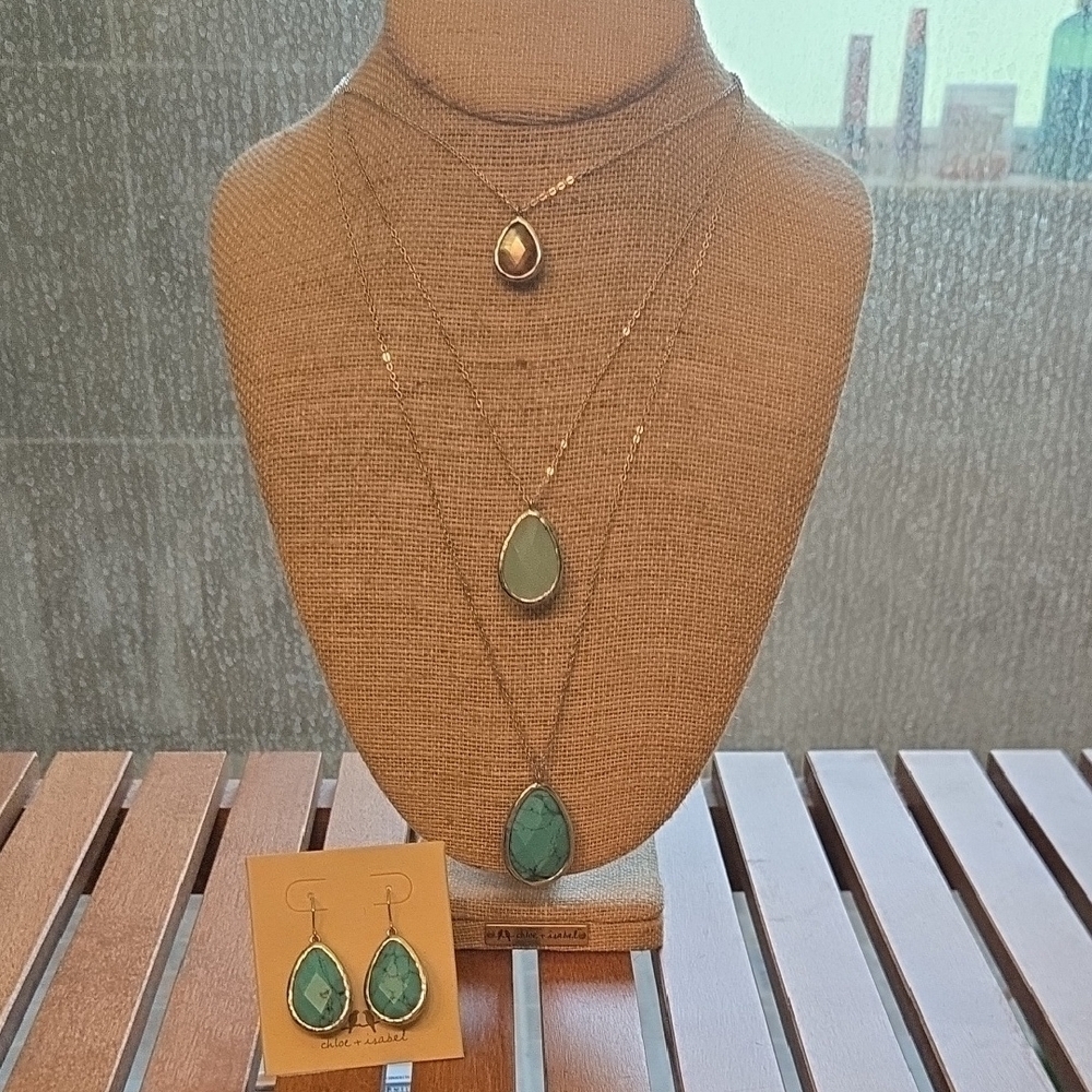 Chloe Isabel Minaret Necklace Three Row Turquoise Convertible
